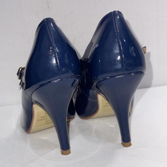 Journee Collection Old Money Business Casual Formal T Strap Stiletto Blue Pumps - Picture 8 of 15